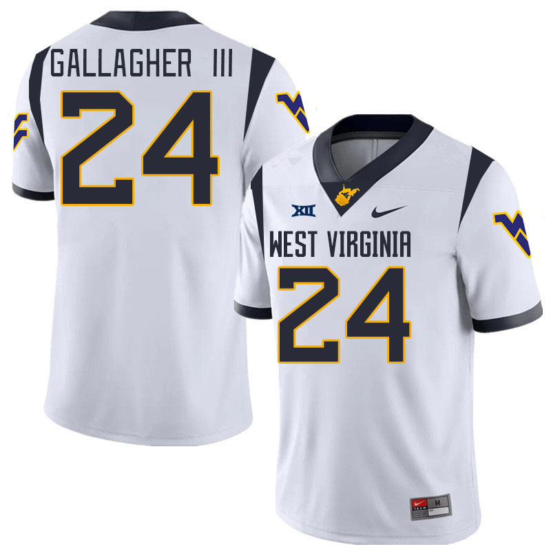 #24 Rodney Gallagher III West Virginia Mountaineers College 2024 New Uniforms Football Jerseys Stitched Sale-White